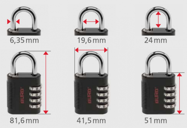 Vorhängeschloss BURG575 - mit Hauptschlüssel (optional)