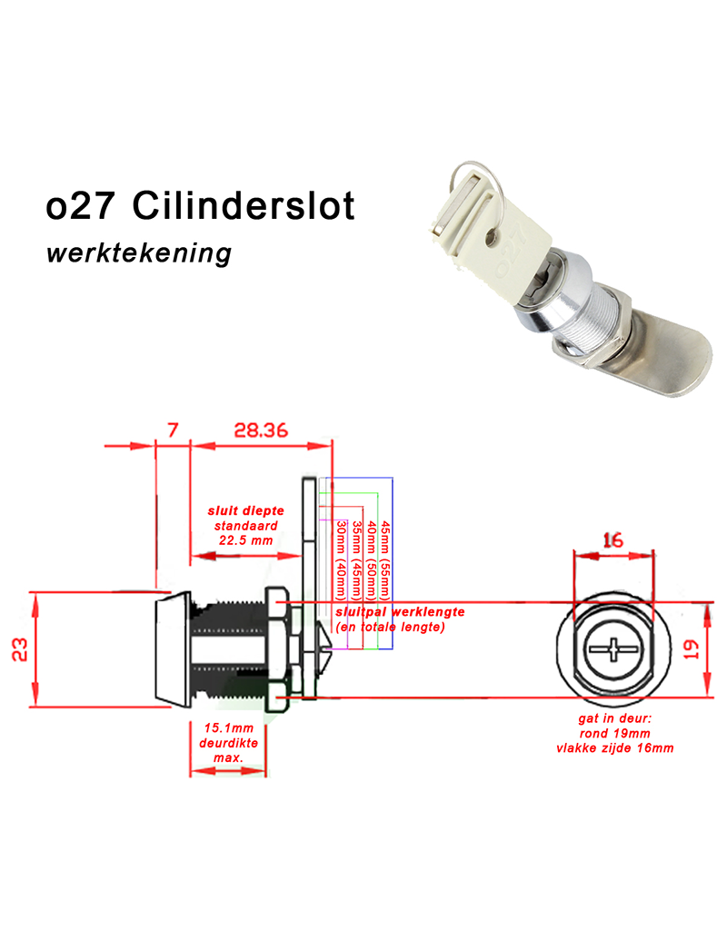 Zylinderschloss – Schließfachschloss inkl. Schlüssel